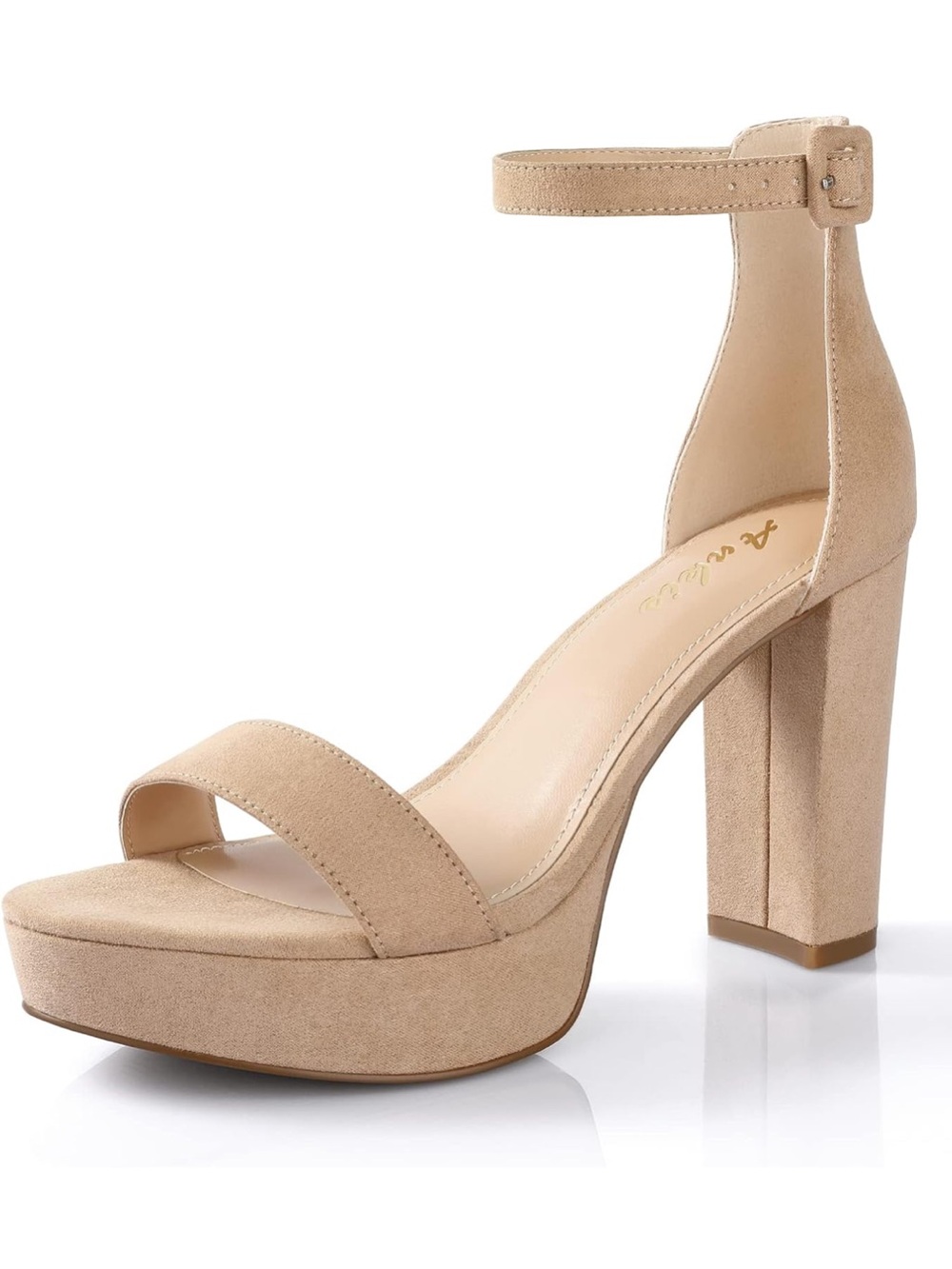 Ankis Beige Chunky Platform Heels with Ankle Strap Size 11 NIB #Lux-C